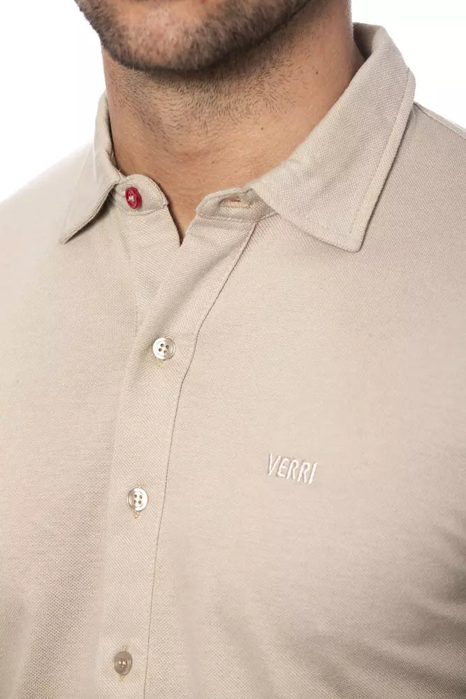 Beige cotton men's shirt