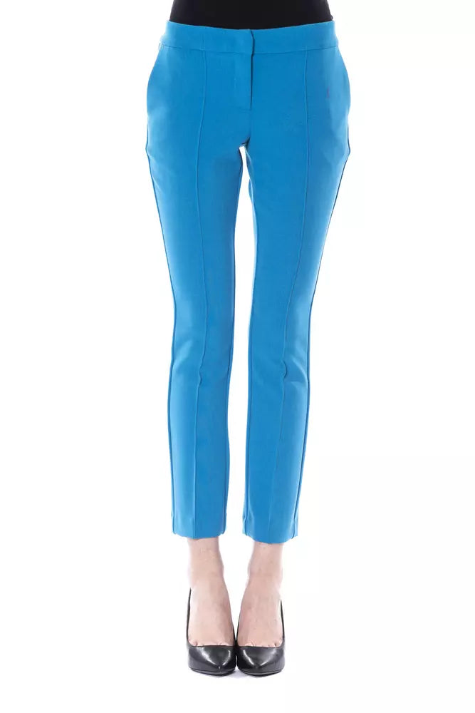 Light blue polyester women's trousers