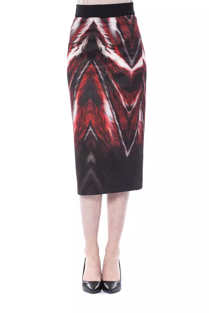 Bunt bedruckter Polyester-Bleistiftrock für Damen