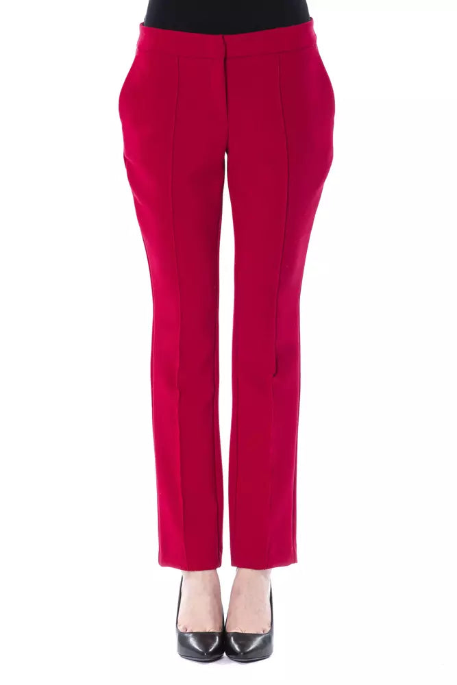 Fuchsia polyester women's trousers
