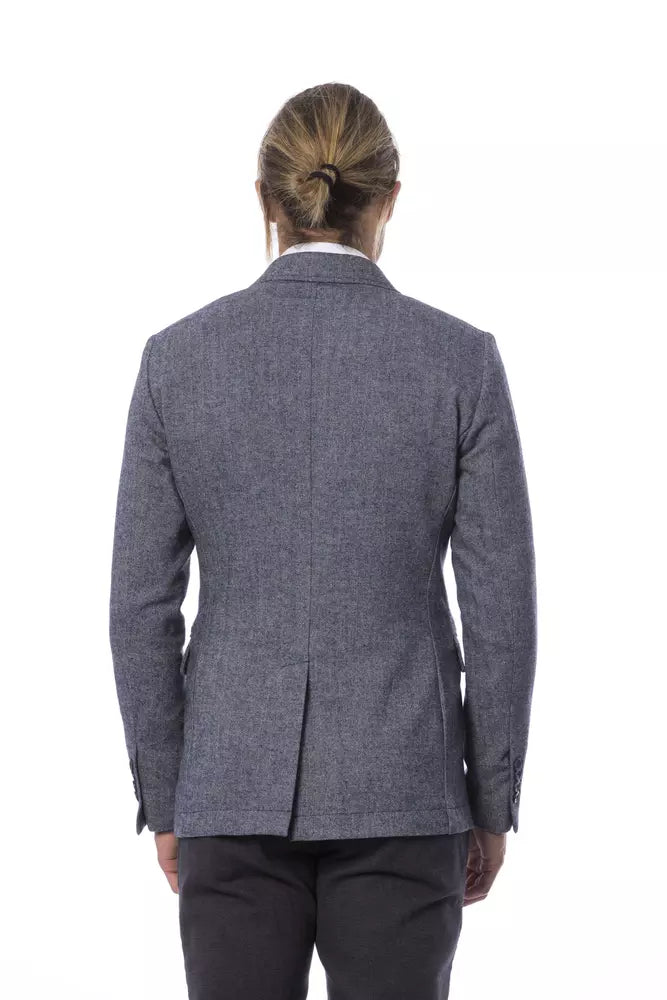 Elegant blue single-breasted blazer