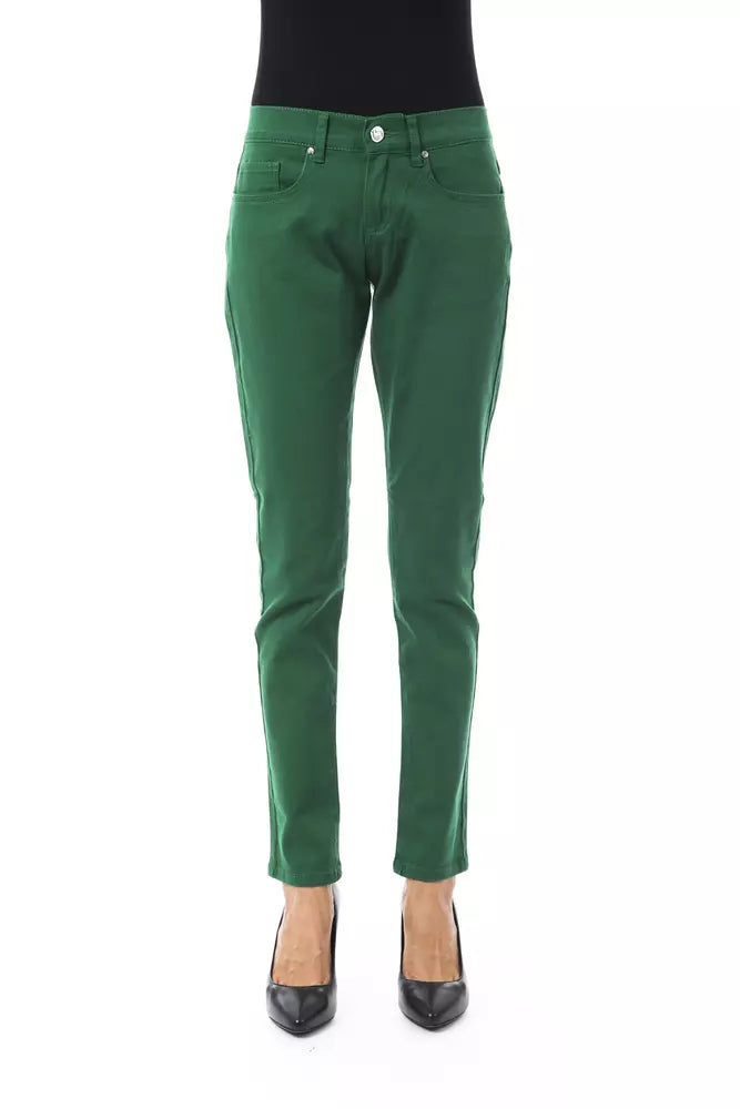 Damenhose aus grünem Baumwollstoff