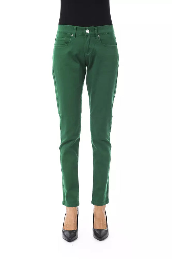 Damenhose aus grünem Baumwollstoff