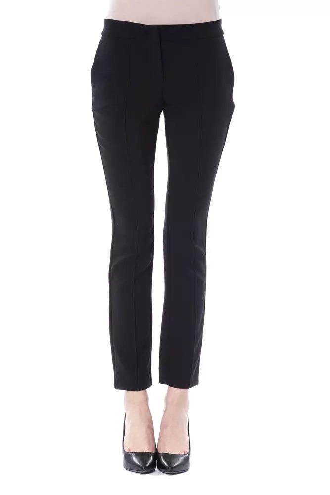 Black polyester pants for women