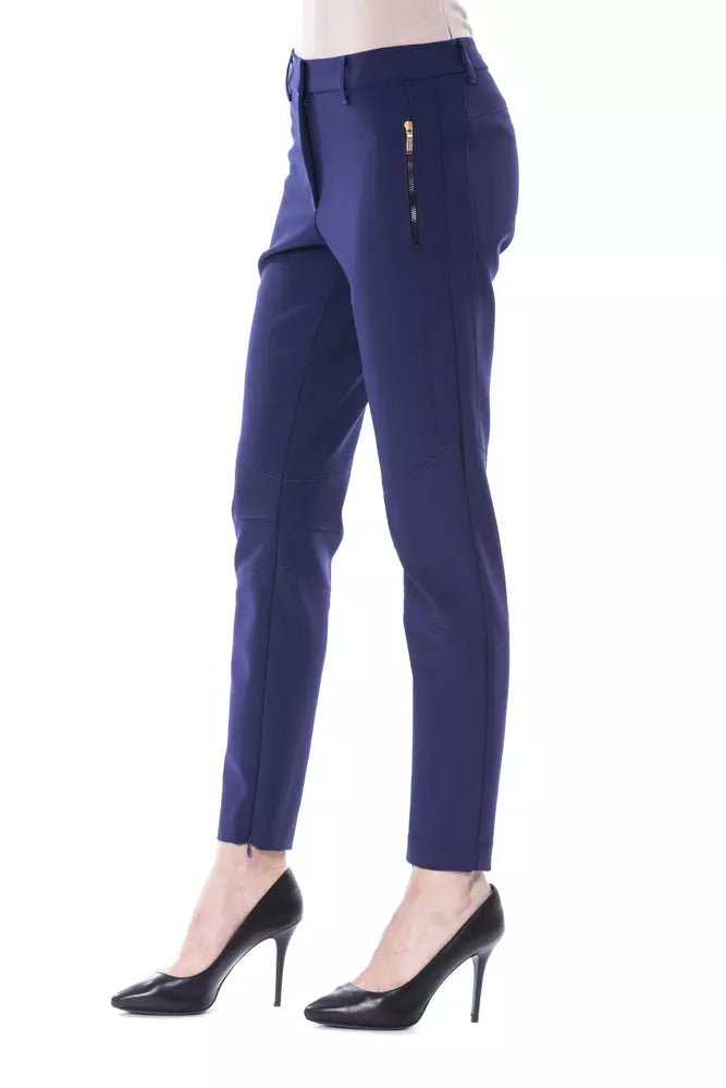 Dunkelblaue Damen-Hose aus Polyester mit schmaler Passform