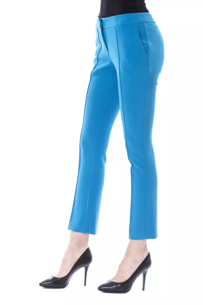 Light blue polyester women's trousers