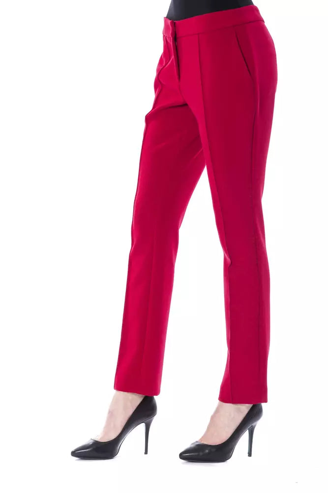 Fuchsia polyester women's trousers