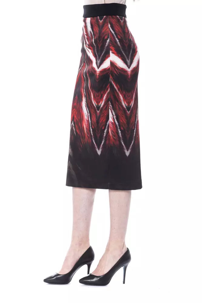 Bunt bedruckter Polyester-Bleistiftrock für Damen