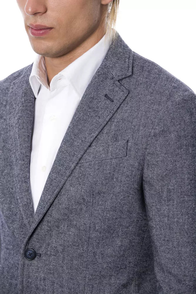 Elegant blue single-breasted blazer