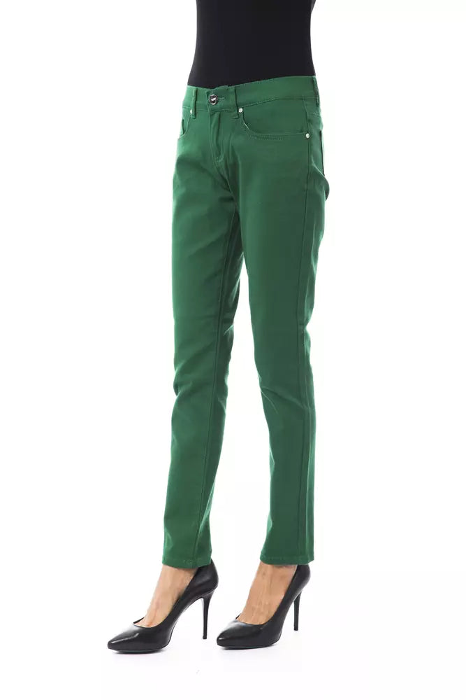 Damenhose aus grünem Baumwollstoff