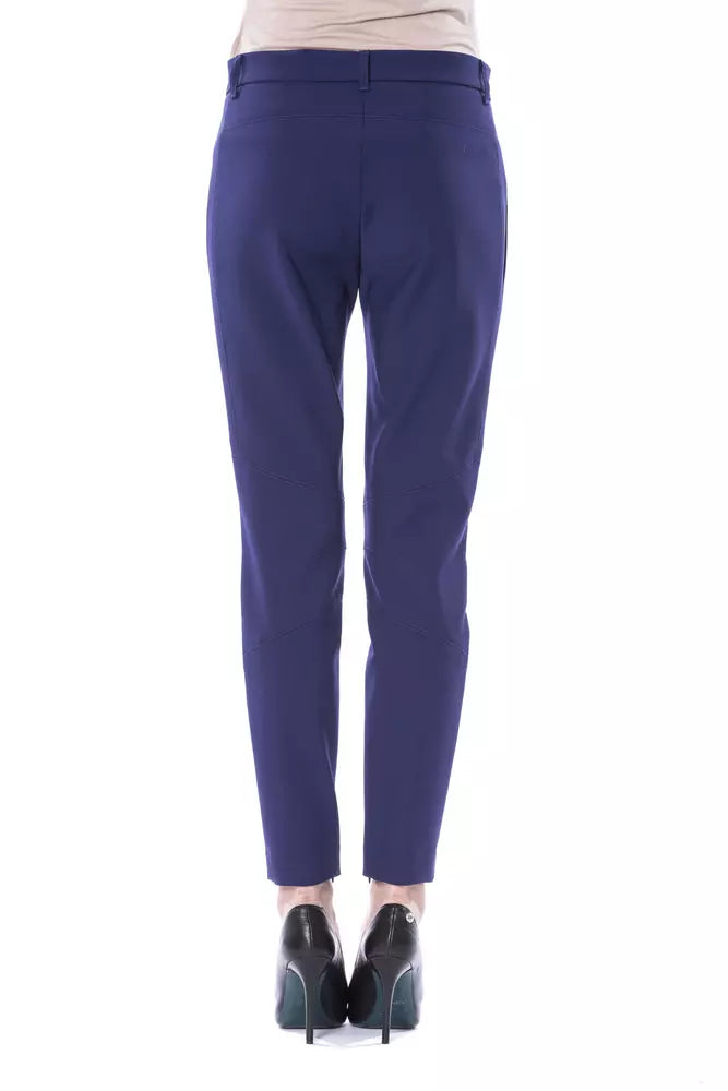 Dunkelblaue Damen-Hose aus Polyester mit schmaler Passform
