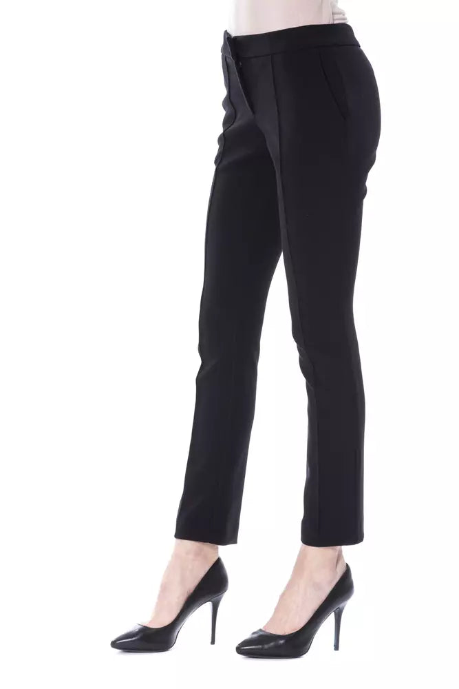 Black polyester pants for women