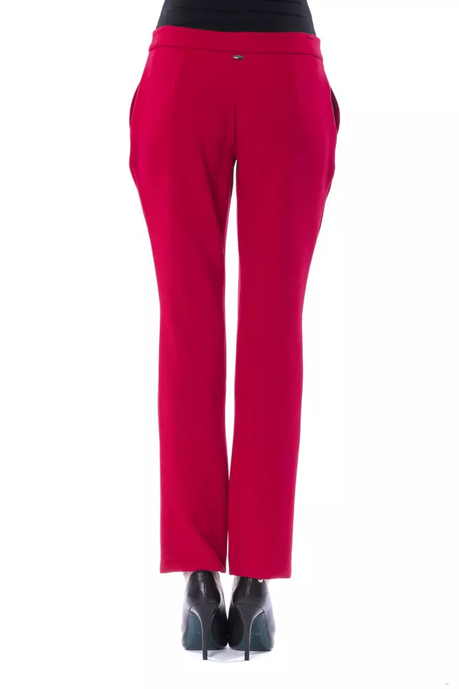 Fuchsia polyester women's trousers