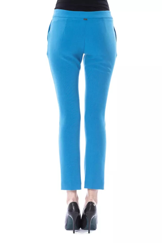 Light blue polyester women's trousers