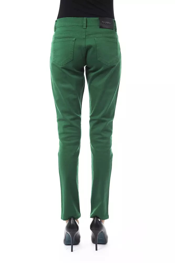 Damenhose aus grünem Baumwollstoff
