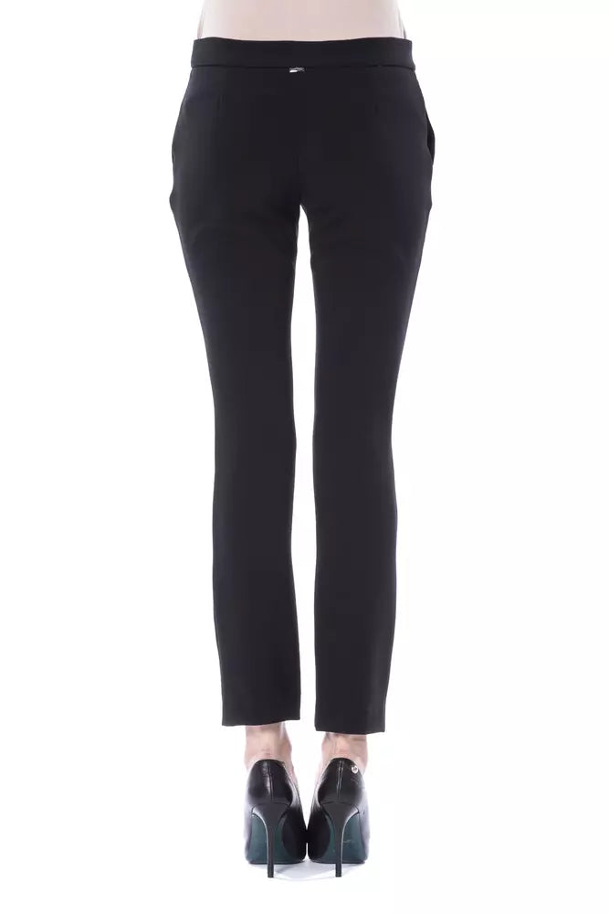 Black polyester pants for women