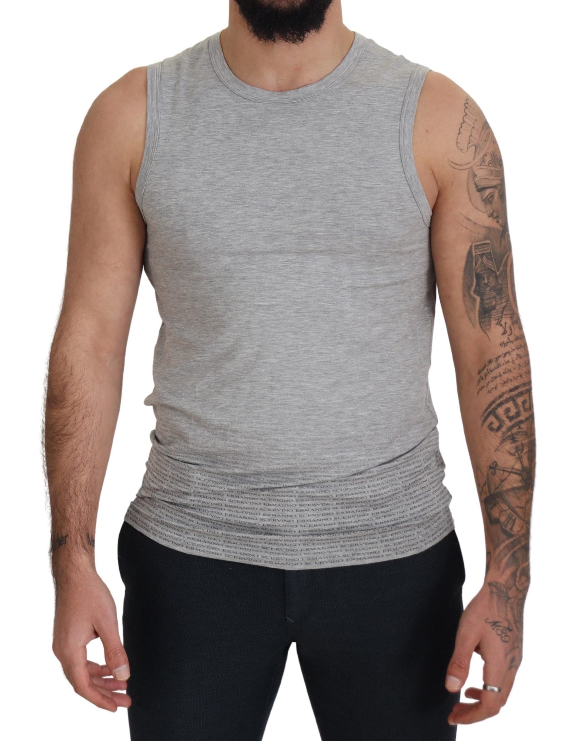 Chic grey sleeveless T-shirt with round neck