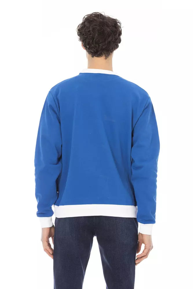 Blauer Baumwollpullover für Männer