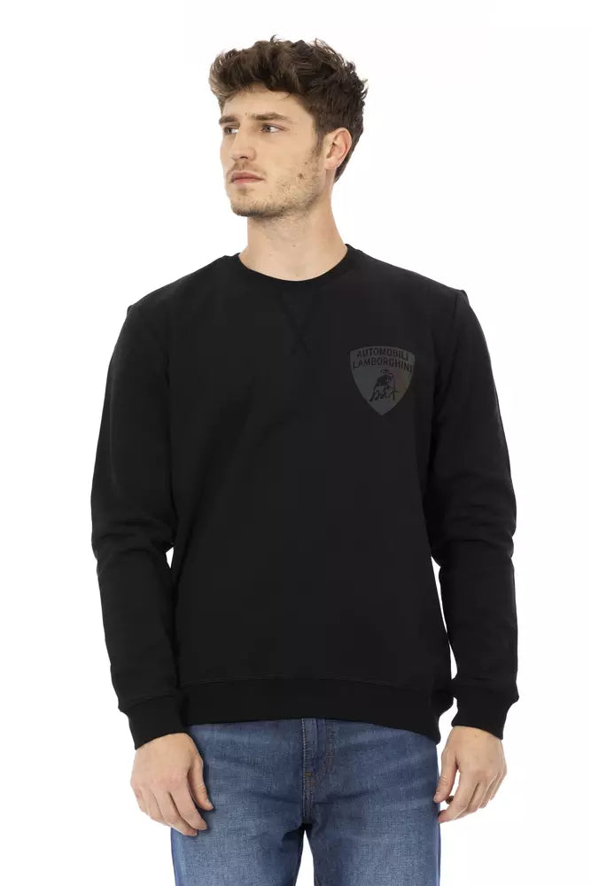 Automobili Lamborghini Schwarzer Baumwollpullover für Männer