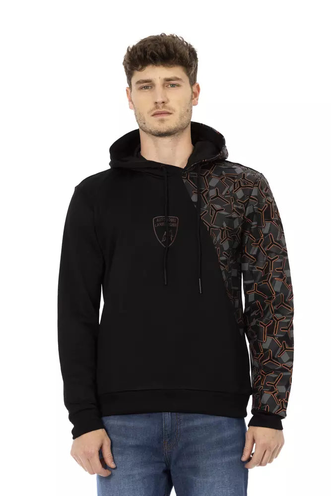 Black cotton hoodie for men