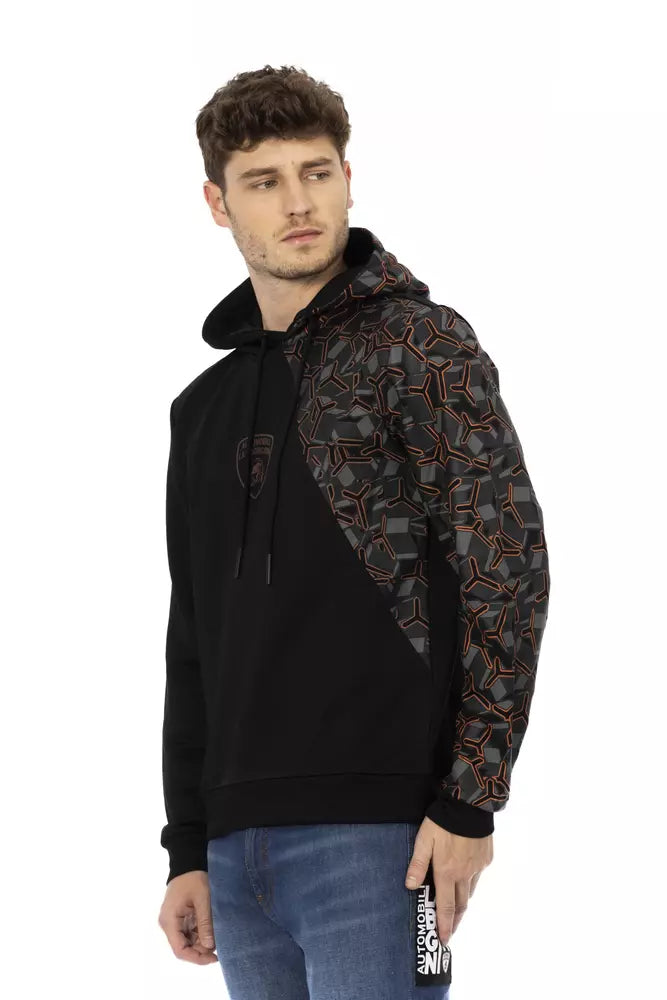 Black cotton hoodie for men