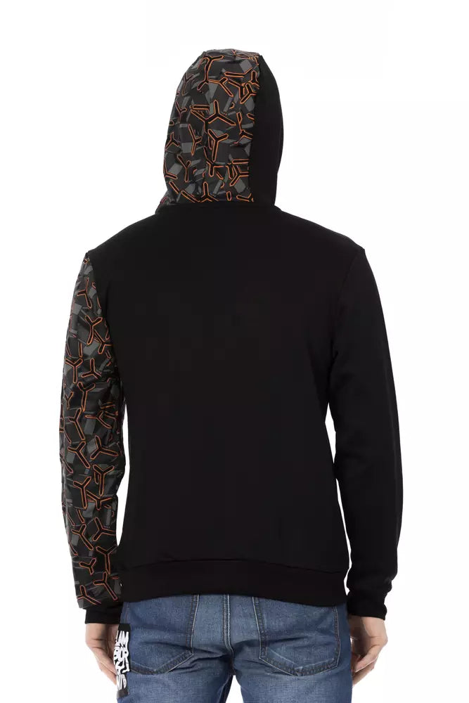Black cotton hoodie for men