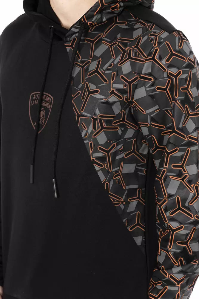 Black cotton hoodie for men