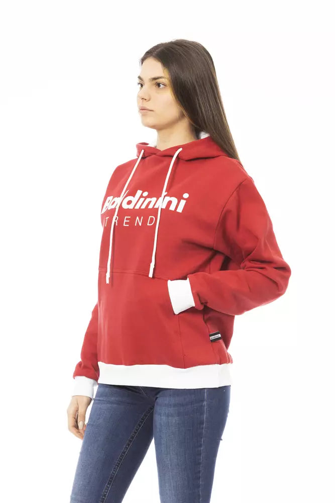 Baldinini Trend Roter Baumwoll-Kapuzenpullover für Frauen