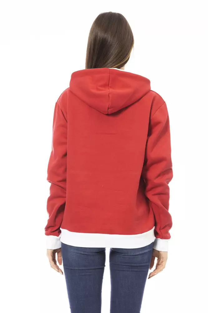 Baldinini Trend Roter Baumwoll-Kapuzenpullover für Frauen