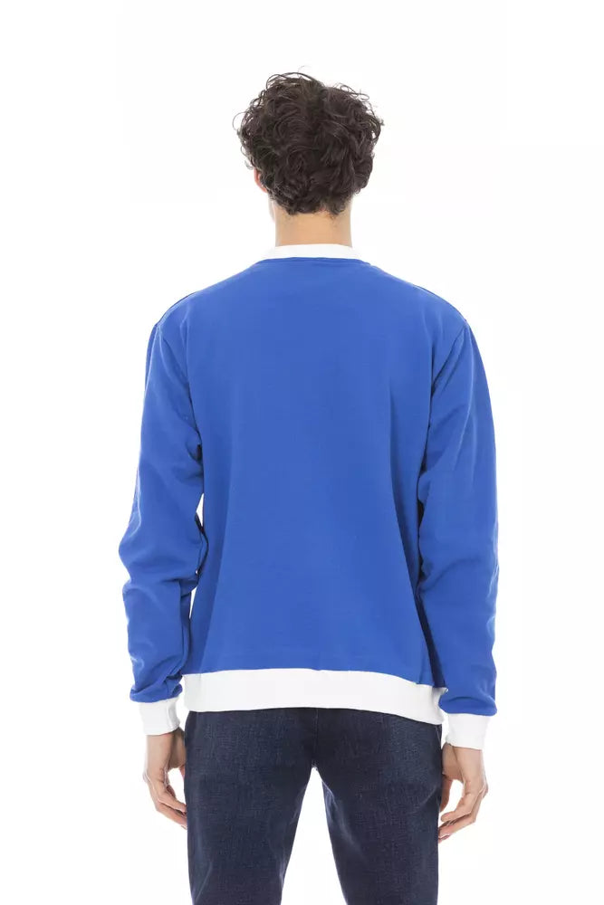 Blue cotton sweater for men