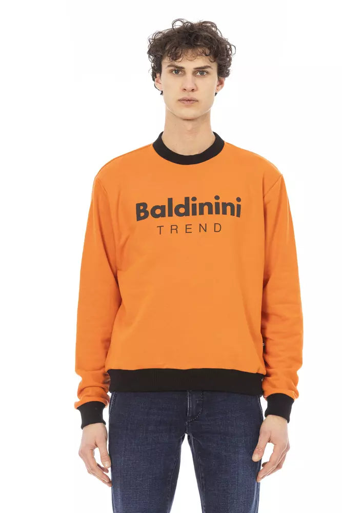 Orangefarbener Herren-Pullover aus Baumwolle