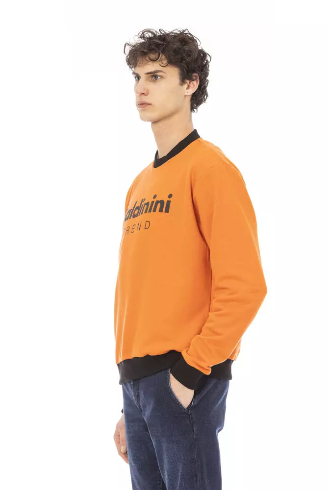 Orangefarbener Herren-Pullover aus Baumwolle