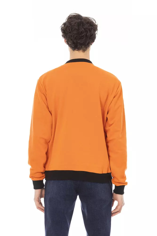 Orangefarbener Herren-Pullover aus Baumwolle