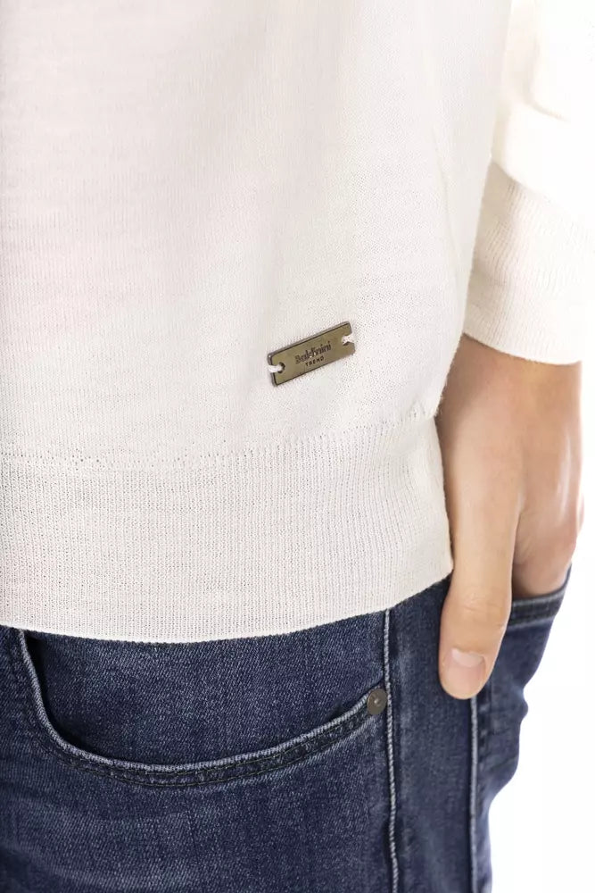 Weißer Herren-Rollkragenpullover aus Stoff