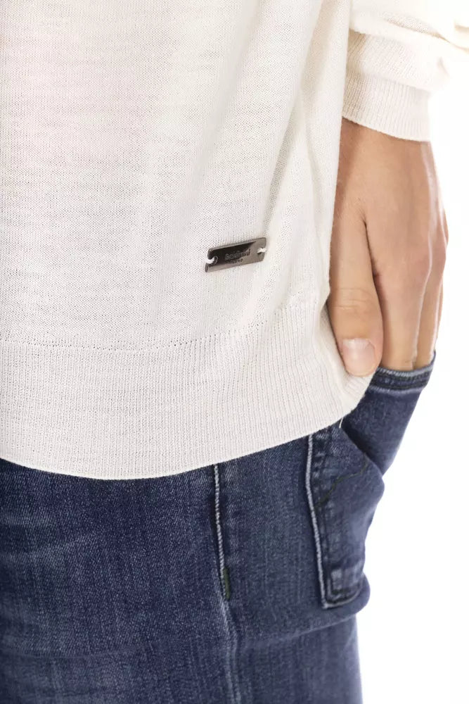 Weißer Stoff-Rollkragenpullover für Herren