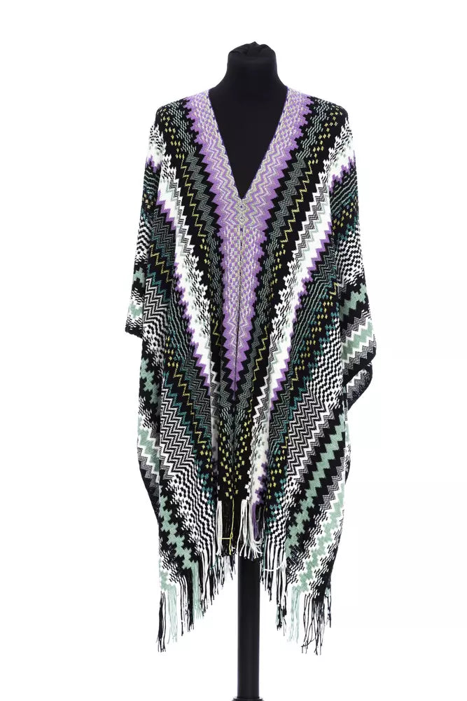 Multicolor wool women poncho