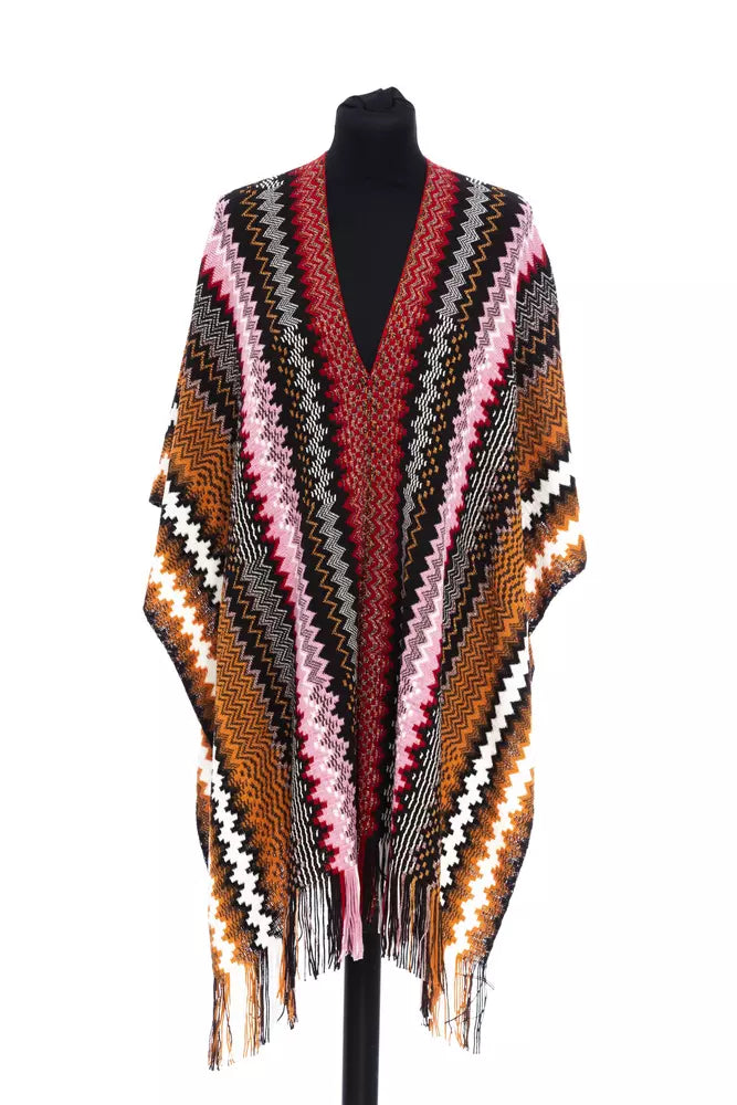 Multicolor wool women poncho