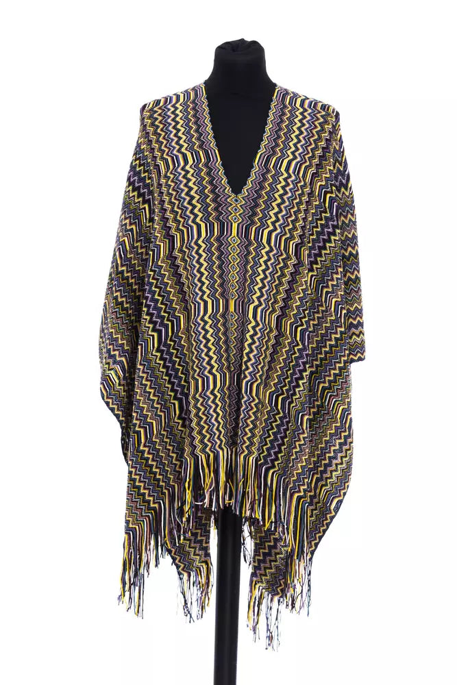 Multicolor wool women poncho