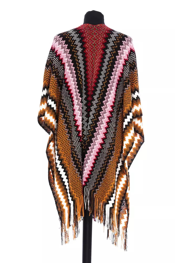 Multicolor wool women poncho