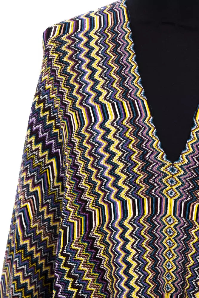 Multicolor wool women poncho