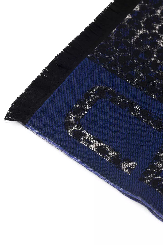 Blue wool scarf for men