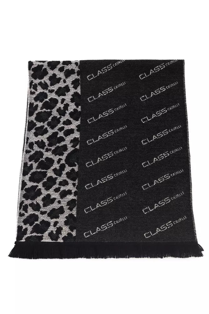 Black wool scarf for men