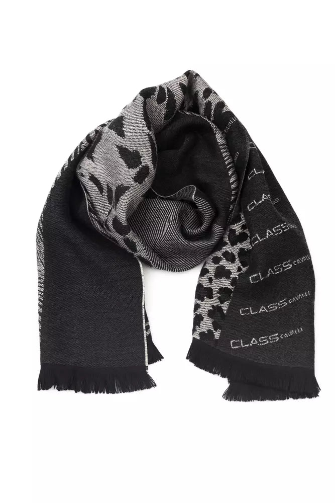 Black wool scarf for men