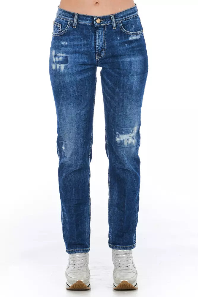 Blaue Damenjeans aus Baumwolle
