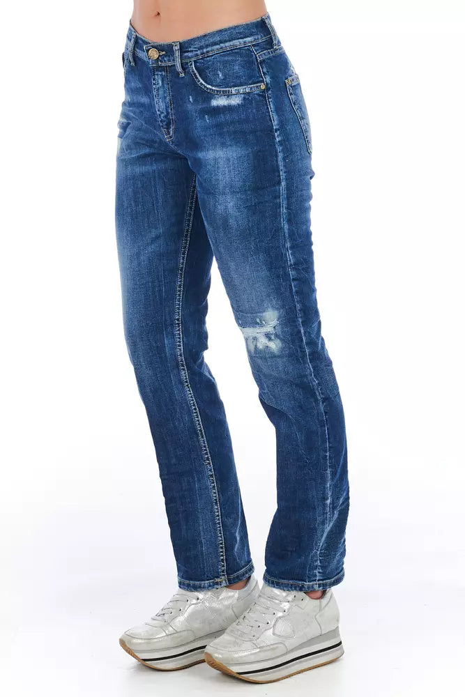 Blaue Damenjeans aus Baumwolle