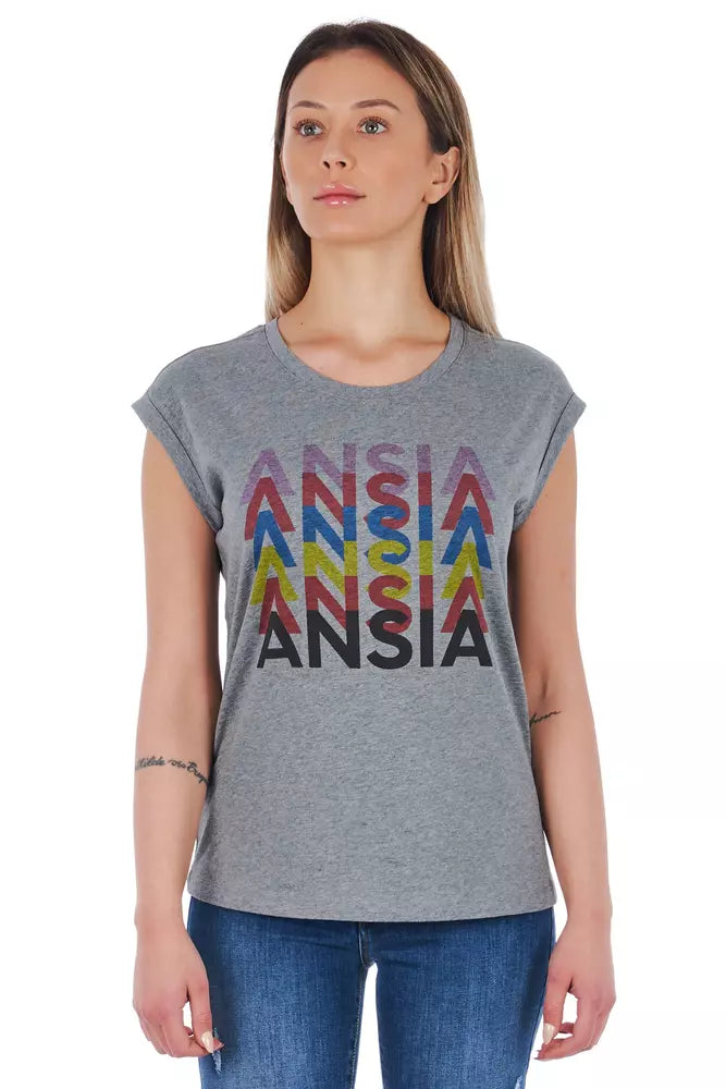 Grey cotton T-shirt for women