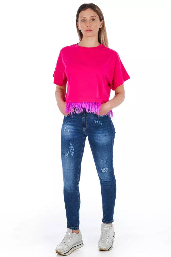 Damenjeans aus blauem Materialmix