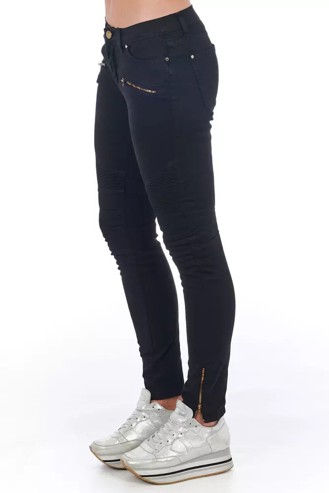 Schwarz Baumwolle Frauen Jeans