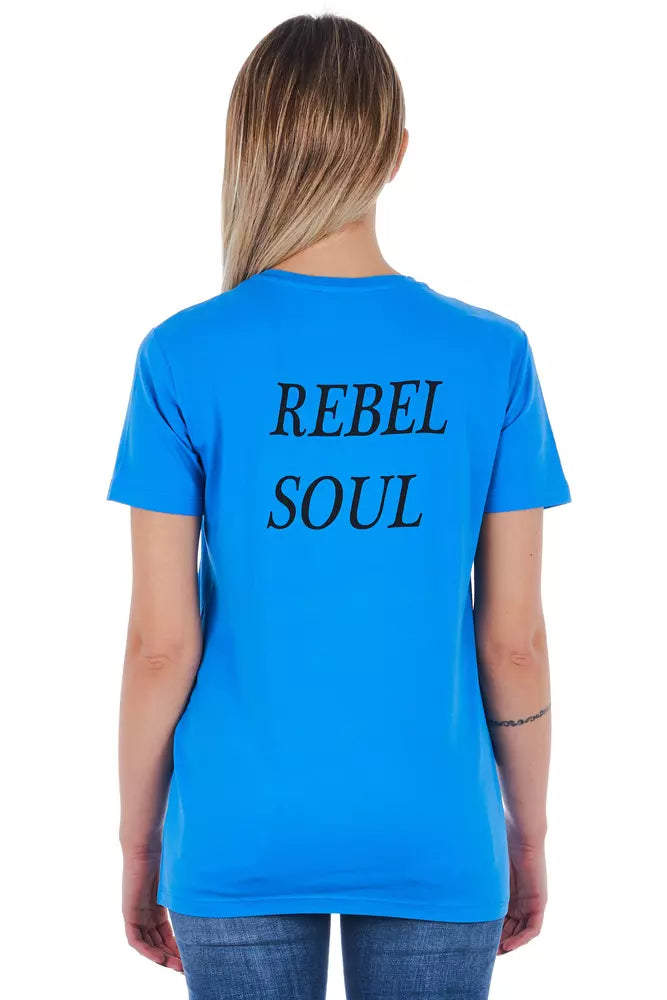 Hellblaues T-Shirt aus Baumwolle für Frauen