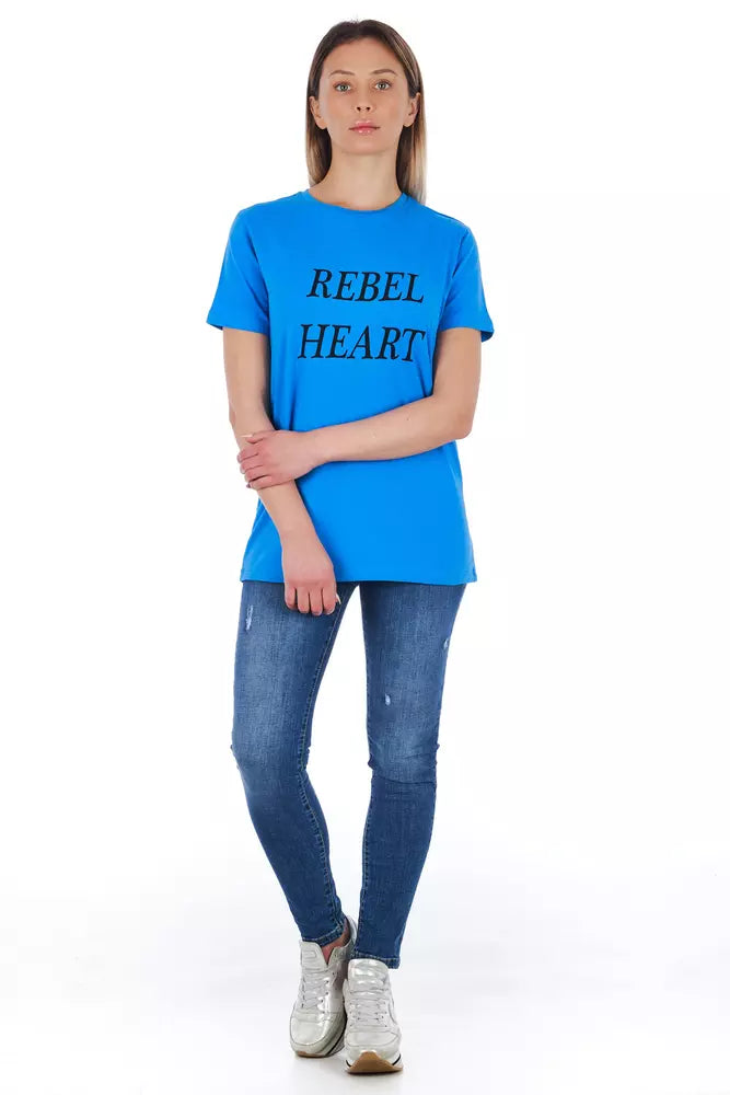Hellblaues T-Shirt aus Baumwolle für Frauen